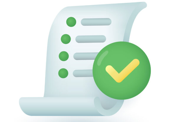 3d cartoon style checklist with green checkmark icon. To do list with completed tasks on white background flat vector illustration. Success, productivity, management, achievement concept