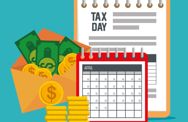 service tax document with calendar and coins vector illustration