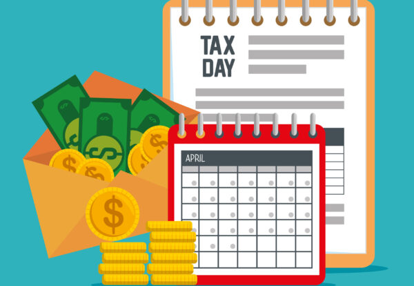 service tax document with calendar and coins vector illustration