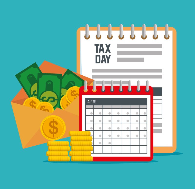 service tax document with calendar and coins vector illustration